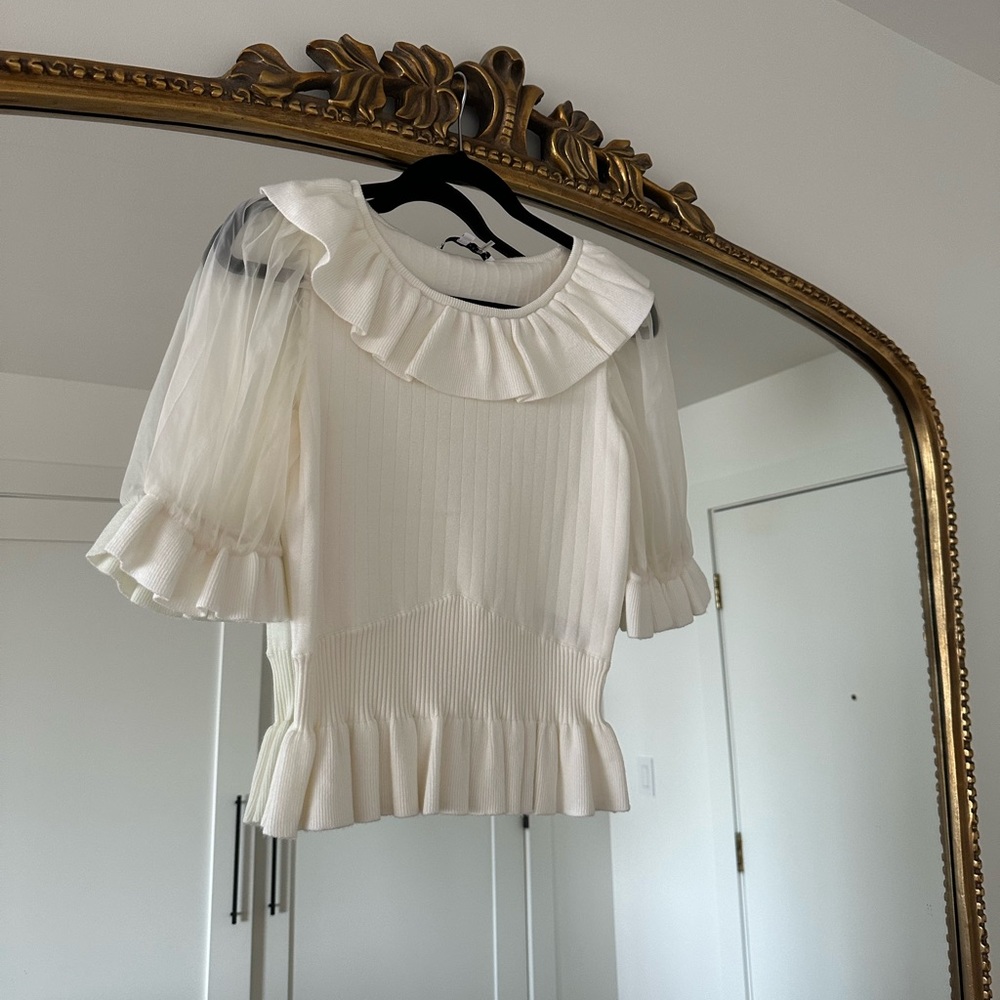 NWOT English Factory White Knit Blouse